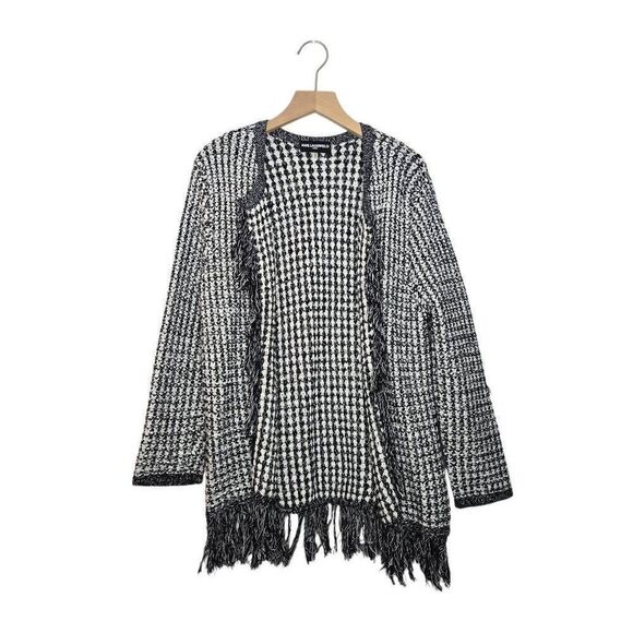 Karl Lagerfeld Open Front Fringe Cardigan Size Medium - Picture 1 of 8